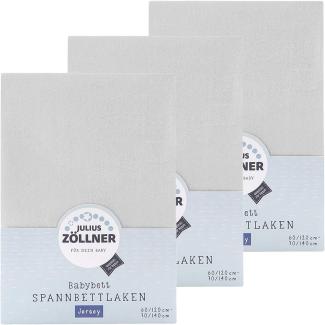 Julius Zöllner Spannbetttuch Jersey 70x140 / 60x120 Hellgrau 3er Pack