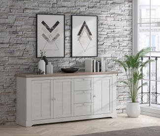 FORTE Iloppa Sideboard, Holzwerkstoff, Grau/Weiß, 204,7 x 92,5 x 44,3 cm