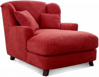 Cavadore XXL-Sessel Assado / Großer Polstersessel mit Holzfüßen und großer Sitzfläche / Inkl. 2 Zierkissen / 109 x 104 x 145 / Webstoff Rot