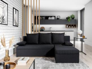 Designer Sofa Cali mit Stauraum und Schlaffunktion Schwarz Rechts