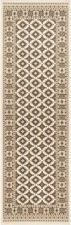 Orientalischer Kurzflor Teppich Sao Buchara Ivory Beige - 80x250x0,9cm