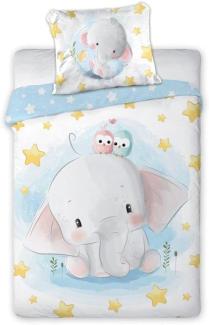 Baby Bettwäsche mit Elefant 100x135 cm 100% Baumwolle