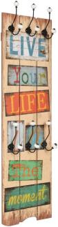 vidaXL Wandgarderobe mit 6 Haken 120 x 40 cm "LIVE LIFE"