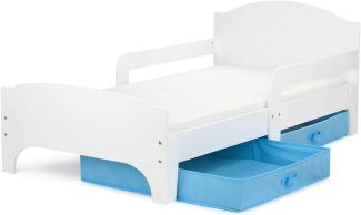 Leomark Kinderbett mit Schubladen für Bettwäsche und Matratze 140 x 70, weiß