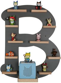 MR TEDDY BEAR Kinderregal Buchstabe B | Holzregal für Toniebox und Tonies | Tonie-Regal hergestellt in der EU | Wandregal zum Spielen und Sammeln | Für Mädchen und Jungen | im B Design in Anthrazit