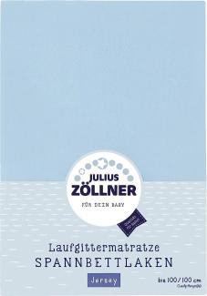 Julius Zöllner Jersey Spanntuch, passend für Laufgittermatratzen 68x90 bis 95x95 cm, hellblau