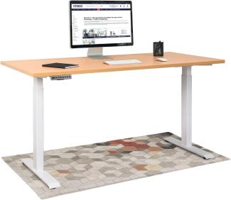 HighDesk Basic Höhenverstellbarer Schreibtisch (200 x 80 cm I Weiß + Buche) - Elektrischer Sitz- & Stehtisch mit Tischplatte - Stehschreibtisch Elektrisch Höhenverstellbar - von Krieg