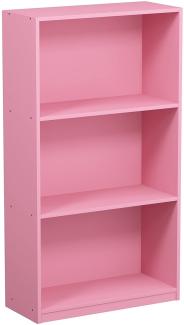 Furinno Basic Bücherregal mit 3 Fächern, Aufbewahrungsregal, holz, Rosa, 23. 5 x 55. 25 x 100. 33 cm