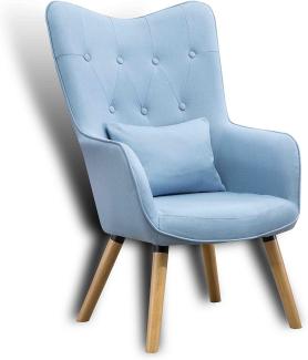 Fernsehsessel Relaxsessel Sessel mit Kissen Lese Stoff Polsterstuhl Blau