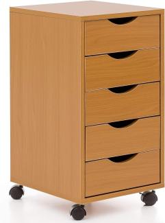 KADIMA DESIGN Rollcontainer Buche - Stilvoller & geräumiger Schreibtisch-Container mit 5 Schubladen für optimale Büroorganisation.
