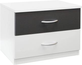 Rauch Möbel Noosa Jugendzimmer Nachttisch, Weiß / Grau Metallic, inklusive 2 Schubladen, BxHxT 50x38x37 cm