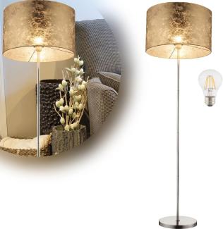 Stehlampe Wohnzimmer Stehleuchte LED Leselampe Textil Schirm Gold ST5551