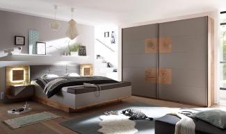 Schlafzimmer Komplett Set 4-tlg. CAPRI XL Bett 180 Kleiderschrank grau Wildeiche
