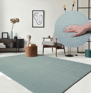 the carpet Relax kuscheliger Kurzflor Teppich, Anti-Rutsch Unterseite, Waschbar bis 30 Grad, Super Soft, Felloptik, Blau, 160 x 220 cm