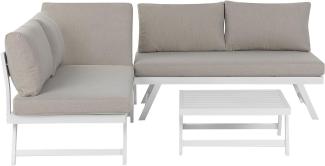 Lounge Set Aluminium weiß 5-Sitzer modular Auflagen taupe COCCORINO