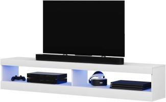 Selsey Viansola - TV-Lowboard hängend/stehend in Weiß Matt/Weiß Hochglanz mit LED, 140 cm