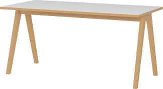 Amazon Marke - Alkove Schreibtisch Swanton, ideal für Home Office, in Weiß/Navarra-Eiche-Nachbildung, in skandinavischem Design, 160 x 75 x 80 cm (BxHxT)