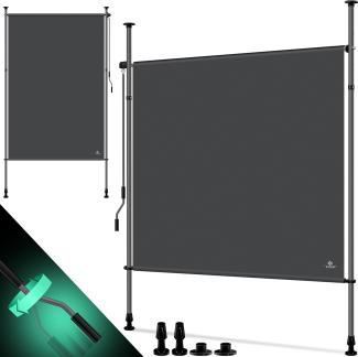 KESSER® Klemmmarkise Senkrechtmarkise außen Ausziehbar & Blickdicht | Vertikalmarkise mit Handkurbel ohne Bohren | Balkon-Sichtschutz & Windschutz für Garten & Terrasse Wasserfest Anthrazit, 150 x 310 cm