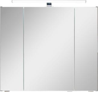 Pelipal Badezimmer-Spiegelschrank Quickset 945 in Oxid Dunkelgrau mit LED-Beleuchtung, 80 cm breit | Badschrank mit Spiegel, 3 Türen und 6 Einlegeböden