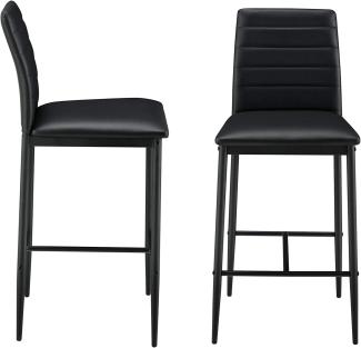 en.casa 2er-Set Barstuhl, schwarz, mit gepolsterter Sitzfläche, Metallgestell