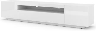 Domando Lowboard Empoli M2 Modern Breite 200cm, stehend oder hängend, Hochglanz in Weiß Matt und Weiß Hochglanz