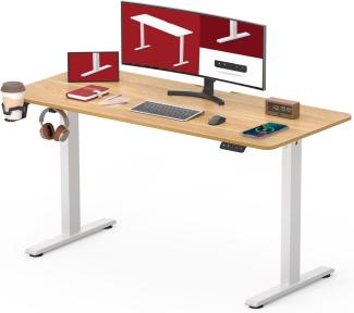 SANODESK Höhenverstellbarer Schreibtisch 110 x 60 cm mit KOMPLETTE TISCHPLATTE Schreibtisch Höhenverstellbar Elektrisch Ergonomischer Steh-Sitz Tisch Computertisch für Heimbüro Homeoffice(ahorn)