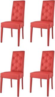t m c s Tommychairs - 4er Set Moderne Stühle Chantal für Küche und Esszimmer, robuste Struktur aus lackiertem Buchenholz Farbe Rot, gepolstert und mit Kunstleder in der Farbe Rot bezogen