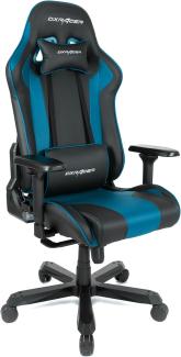 Robas Lund DX Racer K99 Gamingstuhl Schreibtischstuhl mit Wippfunktion Höhenverstellbarer Drehstuhl E-Sport, verstellbare Armlehnen 4D, schwarz-blau,PU