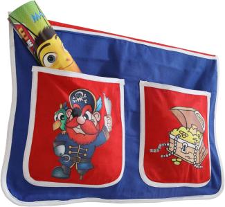 Bett-Tasche für Kinderbetten - pirat-blau-rot