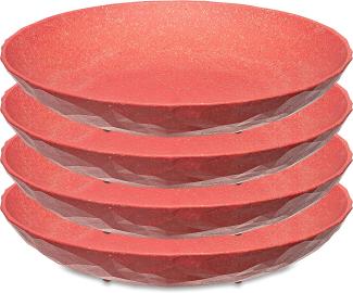 Koziol Tiefer Teller 4er-Set Club Plate, Suppenteller, Schalen, Kunststoff-Holz-Mix, Nature Coral, 22 cm, 5006704