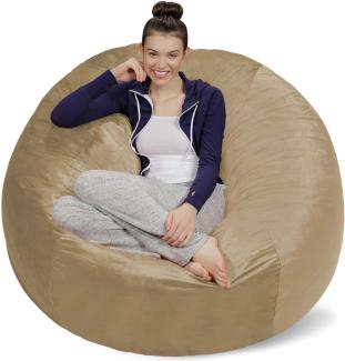 Sofa Sack XXL-Das Neue Komforterlebnis Sitzsack mit Memory Schaumstoff Füllung-Perfekt zum Relaxen im Wohnzimmer oder Schlafzimmer -Samtig weicher Velour Bezug in Beige