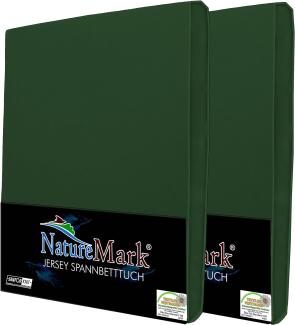 NatureMark 2er Pack Kinder Jersey Spannbettlaken, Spannbetttuch 100% Baumwolle in vielen Größen und Farben MARKENQUALITÄT ÖKOTEX Standard 100 | 70x140 cm - dunkel grün
