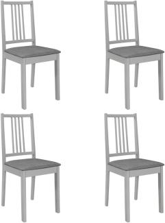 Esszimmerstühle mit Polstern 4 Stk. Grau Massivholz