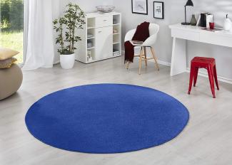 Runder Kurzflor Teppich Uni Fancy rund - blau - 200 cm Durchmesser