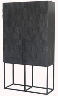 Casa Padrino Luxus Regalschrank mit 2 Türen Matt Schwarz / Schwarz 80 x 45 x H. 180 cm - Massivholz Schrank mit Metall Beinen - Luxus Möbel