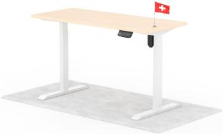 elektrisch höhenverstellbarer Schreibtisch ECO 140 x 60 cm - Gestell Weiss, Platte Eiche