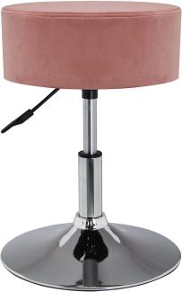 Drehhocker Sitzhocker Hocker RUND höhenverstellbar drehbar aus Kunstleder Farbauswahl Duhome 428S, Farbe:Pink, Material:Samt