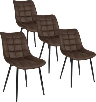 WOLTU 4 x Esszimmerstühle 4er Set Esszimmerstuhl Küchenstuhl Polsterstuhl Design Stuhl mit Rückenlehne, mit Sitzfläche aus Stoffbezug, Gestell aus Metall, Dunkelbraun, BH247dbr-4