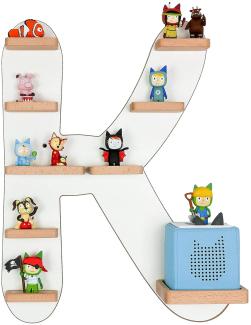 MR TEDDY BEAR Kinderregal Buchstabe K | Holzregal für Toniebox und Tonies | Tonie-Regal hergestellt in der EU | Wandregal zum Spielen und Sammeln | Für Mädchen und Jungen | im K Design in Weiß