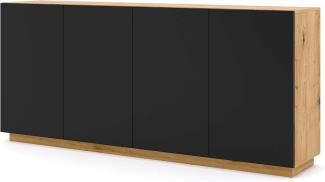 Kommode AURA 4D 198 cm Eichenhandwerkskunst / schwarz matt