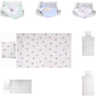 Lorelli 3-teilige Baby-Bettwäsche-Garnitur Laken Bezüge für Kopfkissen und Decke hellblau