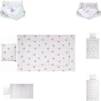 Lorelli 3-teilige Baby-Bettwäsche-Garnitur Laken Bezüge für Kopfkissen und Decke hellblau