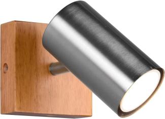 LED Wand- & Deckenstrahler Silber mit Holz 1-flammig Spot schwenkbar