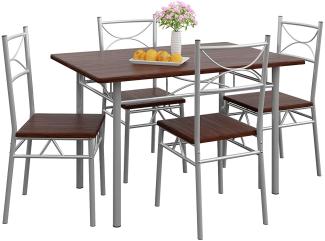 Casaria 5 TLG Sitzgruppe Paul Esstisch mit 4 Stühlen Eiche dunkel Esszimmer Küche Essgruppe Küchentisch Tisch Stuhl