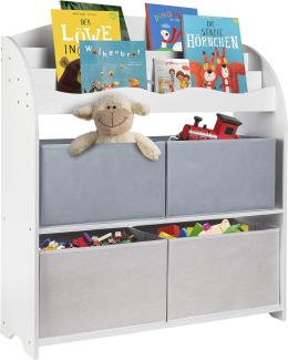 ONVAYA® Kinderregal | Bücherregal Emila mit 2 Aufbewahrungsboxen | Spielzeugregal Kinderzimmer | Regal für Bücher & Spielzeug | Aufbewahrungsregal | Standregal