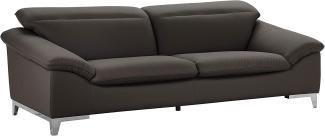 Mivano Ledersofa Teresa, Moderne 3-Sitzer Couch mit verstellbaren Kopfstützen, 235 x 84 x 109, Kunstleder Braun