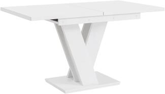 MEBLINI Esstisch Ausziehbar - Esszimmertisch Modern - Küchentisch - Säulentisch - Ausziehtisch - Dining Table - Esszimmertische - 120-160x80x75cm - MASIV - Weiß Matt
