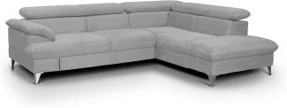 Mivano Eckcouch David / Modernes Sofa in L-Form mit verstellbaren Kopfteilen und Ottomane / 256 x 71 x 208 / Mikrofaser-Bezug, Grau