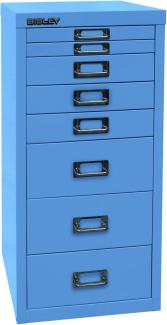 BISLEY MultiDrawer, 29er Serie, DIN A4, 8 Schubladen, Metall, 605 Blau, 38 x 27. 9 x 59 cm