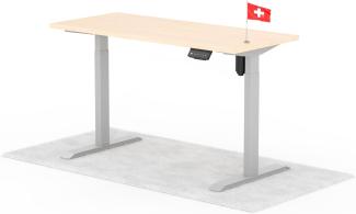 elektrisch höhenverstellbarer Schreibtisch ECO 140 x 60 cm - Gestell Grau, Platte Eiche